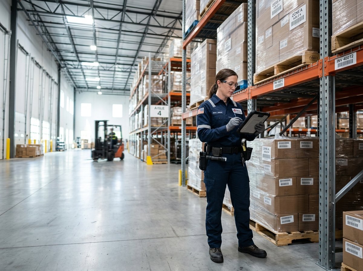 Técnica realizando inspeção em ambiente industrial e galpão comercial em Bauru - Casa Livre